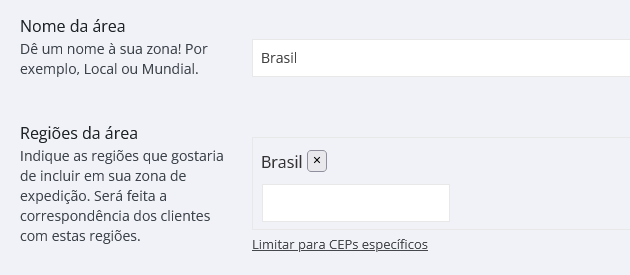 configurar o envio