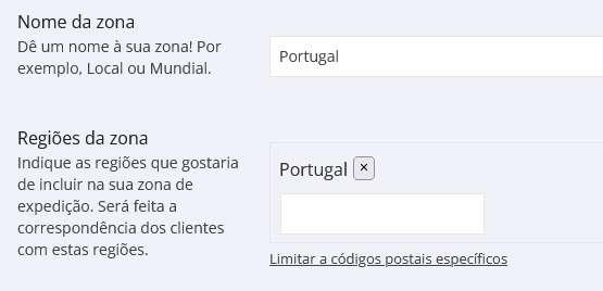 configurar o envio