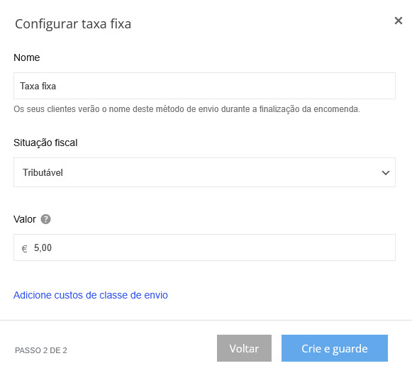 configurar o envio